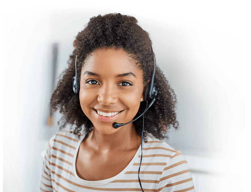 Young woman in a call center