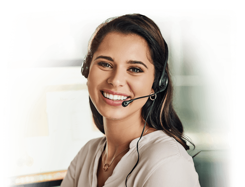 Young woman in a call center
